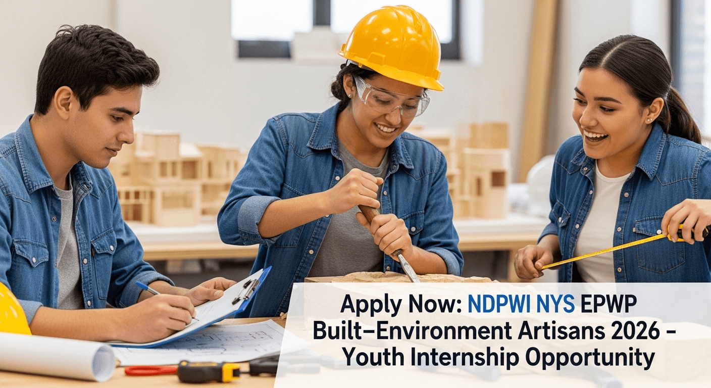 Apply Now: NDPWI NYS EPWP Built‑Environment Artisans 2026 – Youth Internship Opportunity