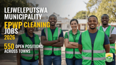 Lejweleputswa Municipality EPWP Cleaning Jobs 2026 – 550 Open Positions Across Towns