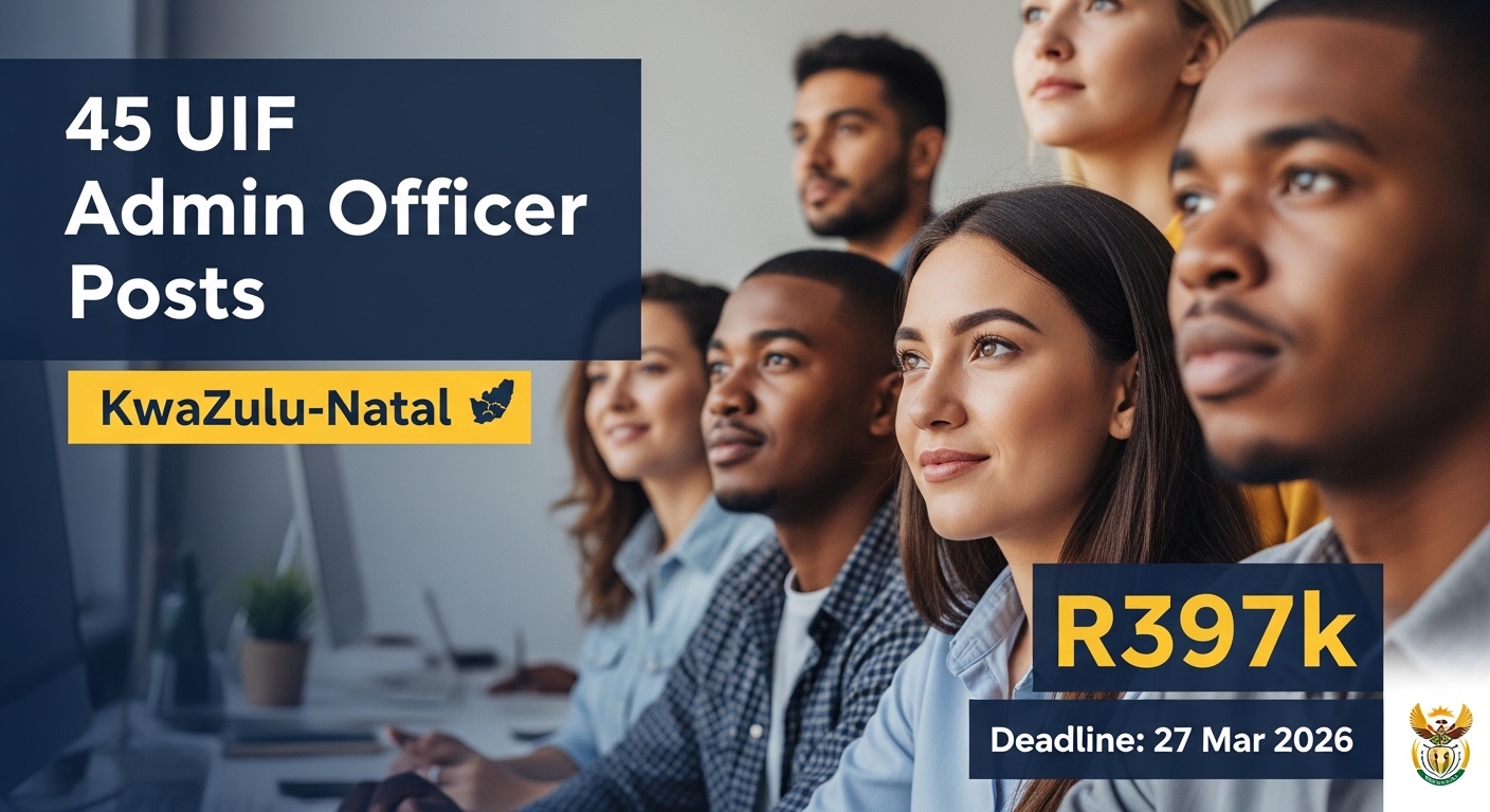 45 UIF Admin Officer Posts in KwaZulu-Natal – R397k, 27 Mar 2026 deadline