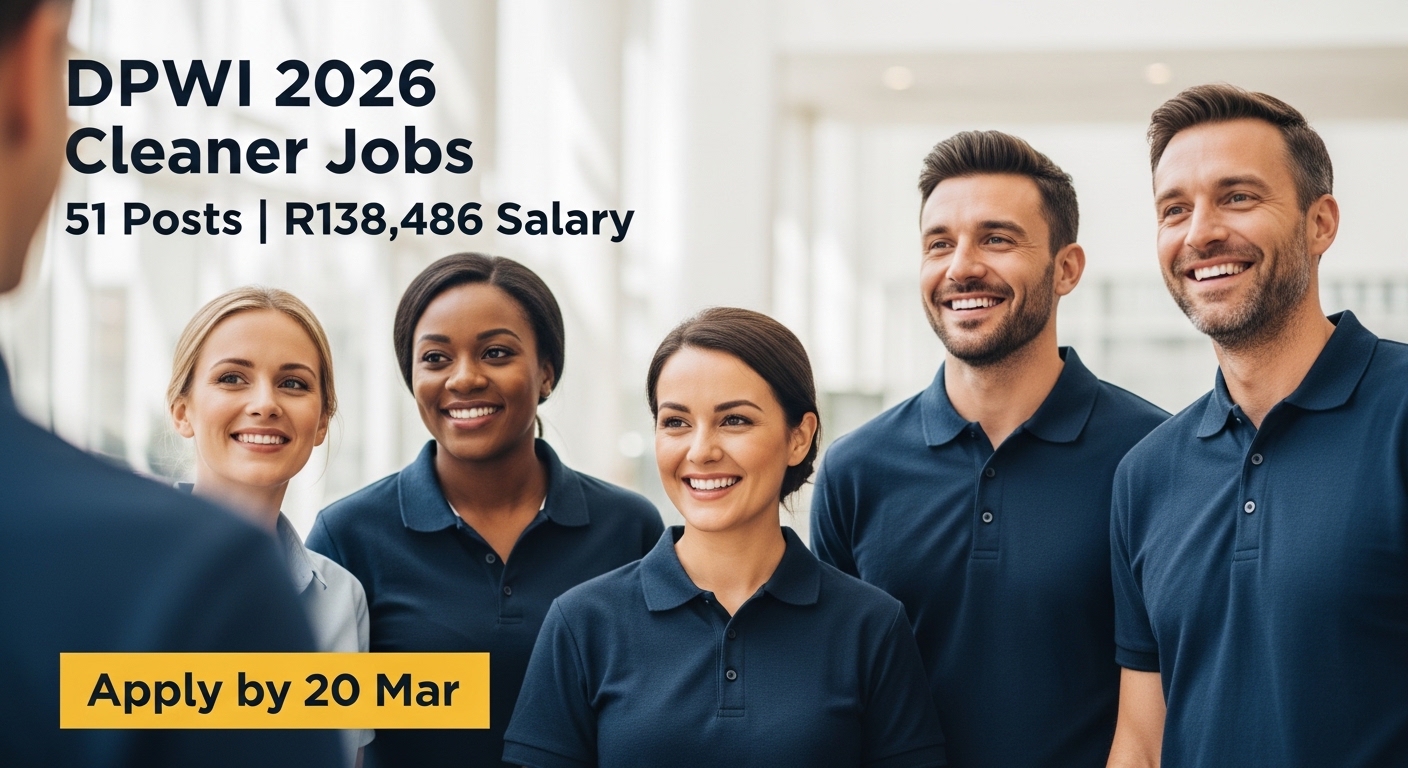 DPWI 2026 Cleaner Jobs – 51 Posts, R138,486 Salary, Apply by 20 Mar