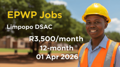 EPWP Jobs in Limpopo DSAC – R3,500/month, 12‑month, 01 Apr 2026