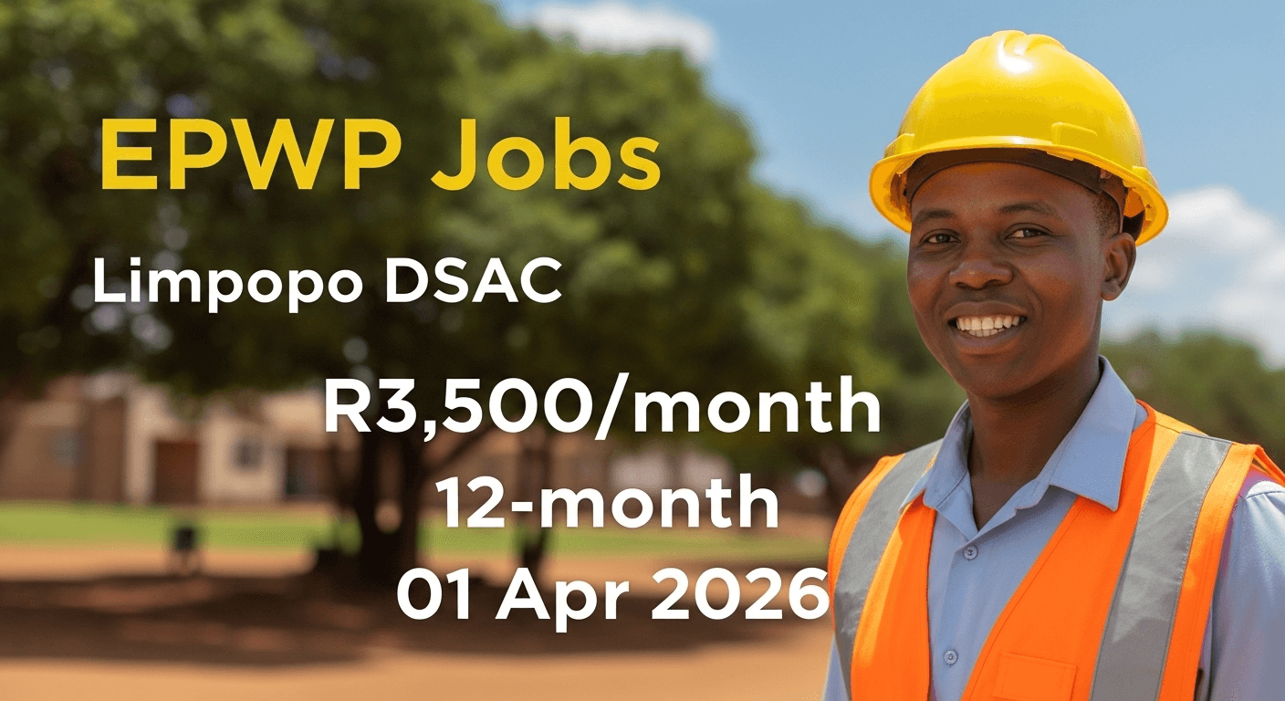 EPWP Jobs in Limpopo DSAC – R3,500/month, 12‑month, 01 Apr 2026