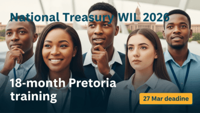 National Treasury WIL 2026: 18‑month Pretoria training–27 Mar deadline