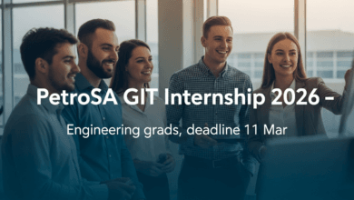 PetroSA GIT Internship 2026 – Engineering grads, deadline 11 Mar