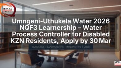 Umngeni‑Uthukela Water 2026 NQF3 Learnership – Water Process Controller for Disabled KZN Residents, Apply by 30 Mar