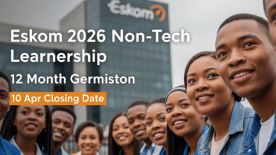 Eskom 2026 Non‑Tech Learnership – 12 Month Germiston, 10 Apr Closing Date