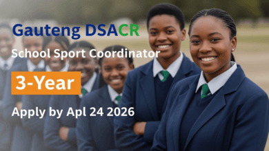 Gauteng DSACR School Sport Coordinator 3‑Year – Apply by Apr 24 2026