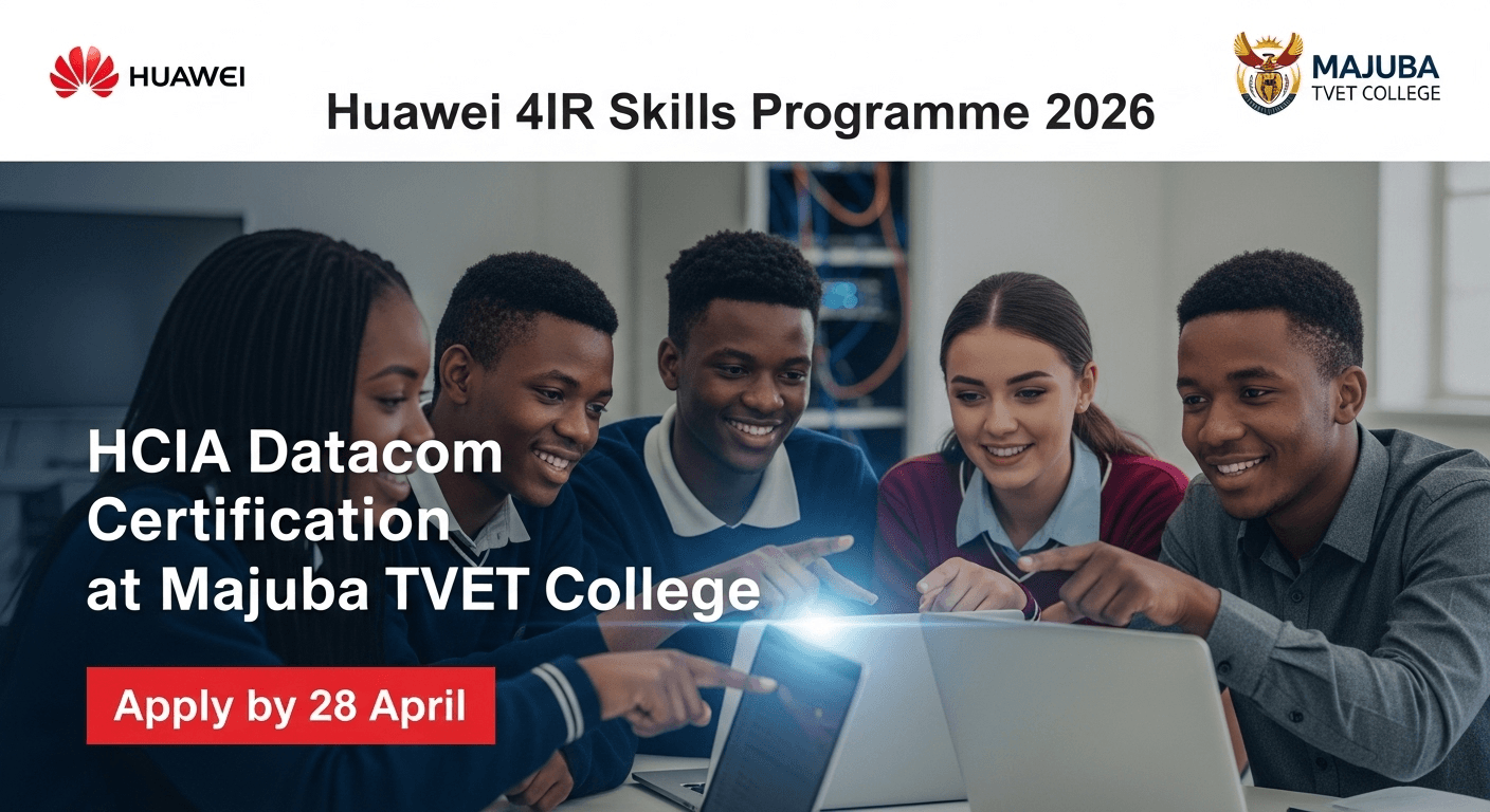 Huawei 4IR Skills Programme 2026: HCIA Datacom Certification at Majuba TVET College – Apply by 28 April