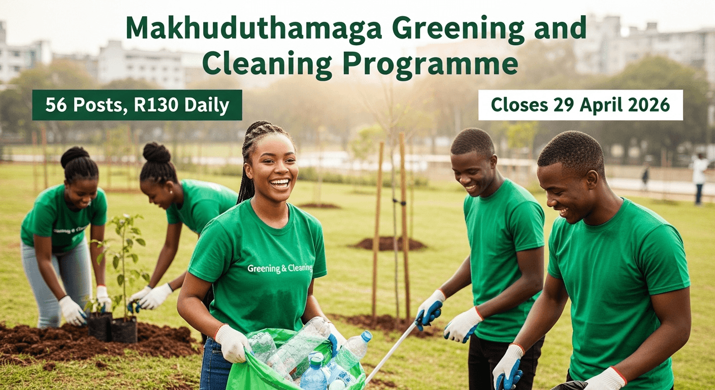 Makhuduthamaga Greening and Cleaning Programme: 56 Posts, R130 Daily, Closes 29 April 2026