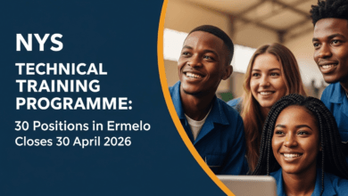 NYS Technical Training Programme: 30 Positions in Ermelo, Closes 30 April 2026