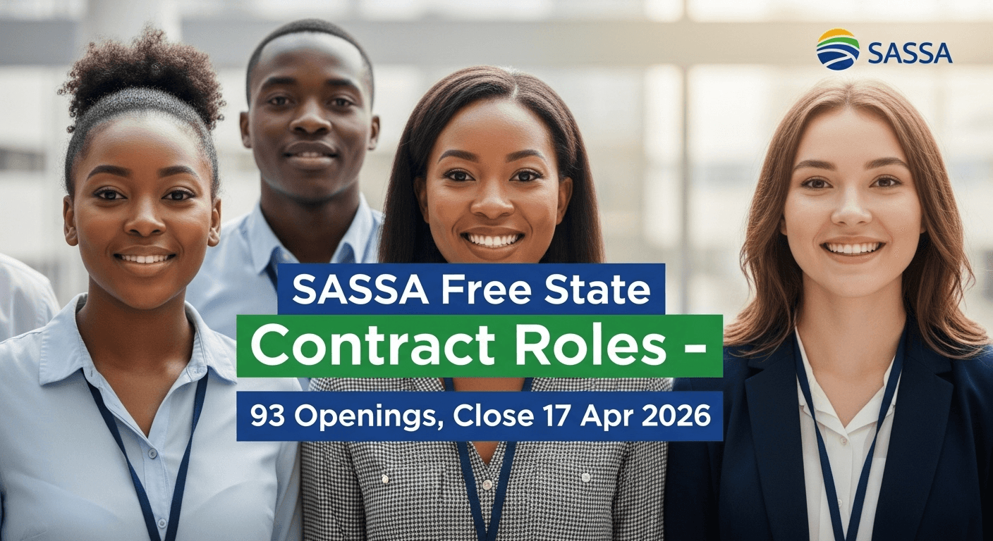 SASSA Free State contract roles – 93 openings, close 17 Apr 2026