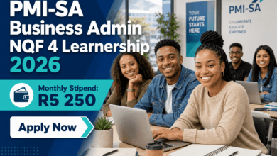 PMI‑SA Business Admin NQF 4 Learnership 2026 – R5 250 stipend