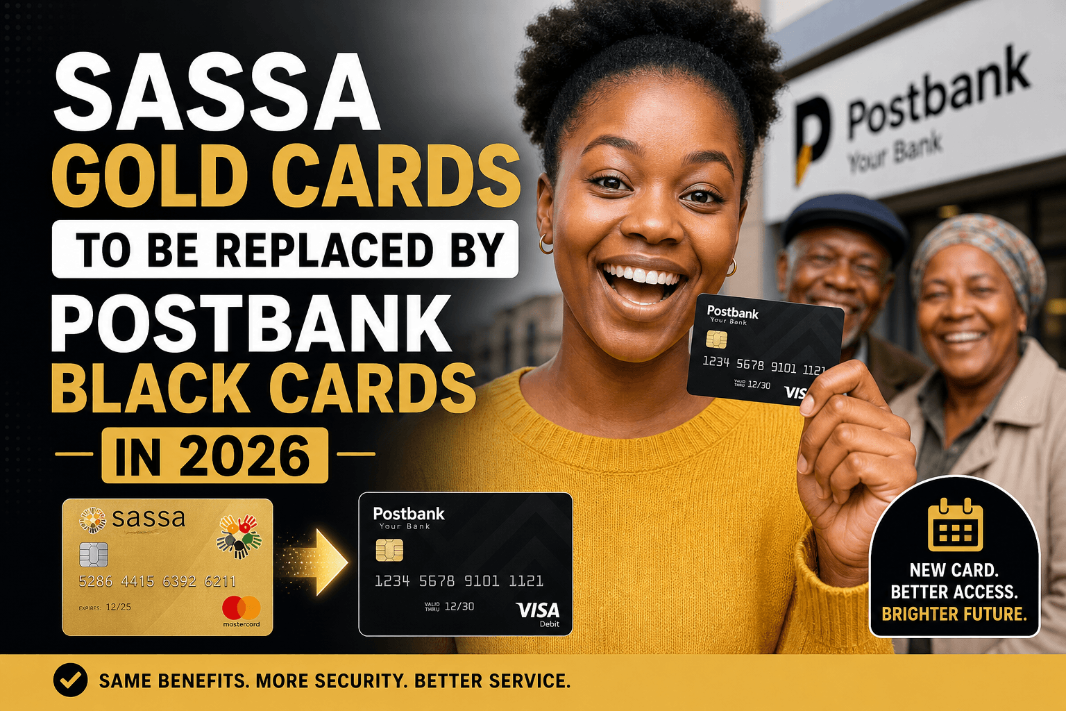 SASSA Gold Cards to Be Replaced by Postbank Black Cards in 2026