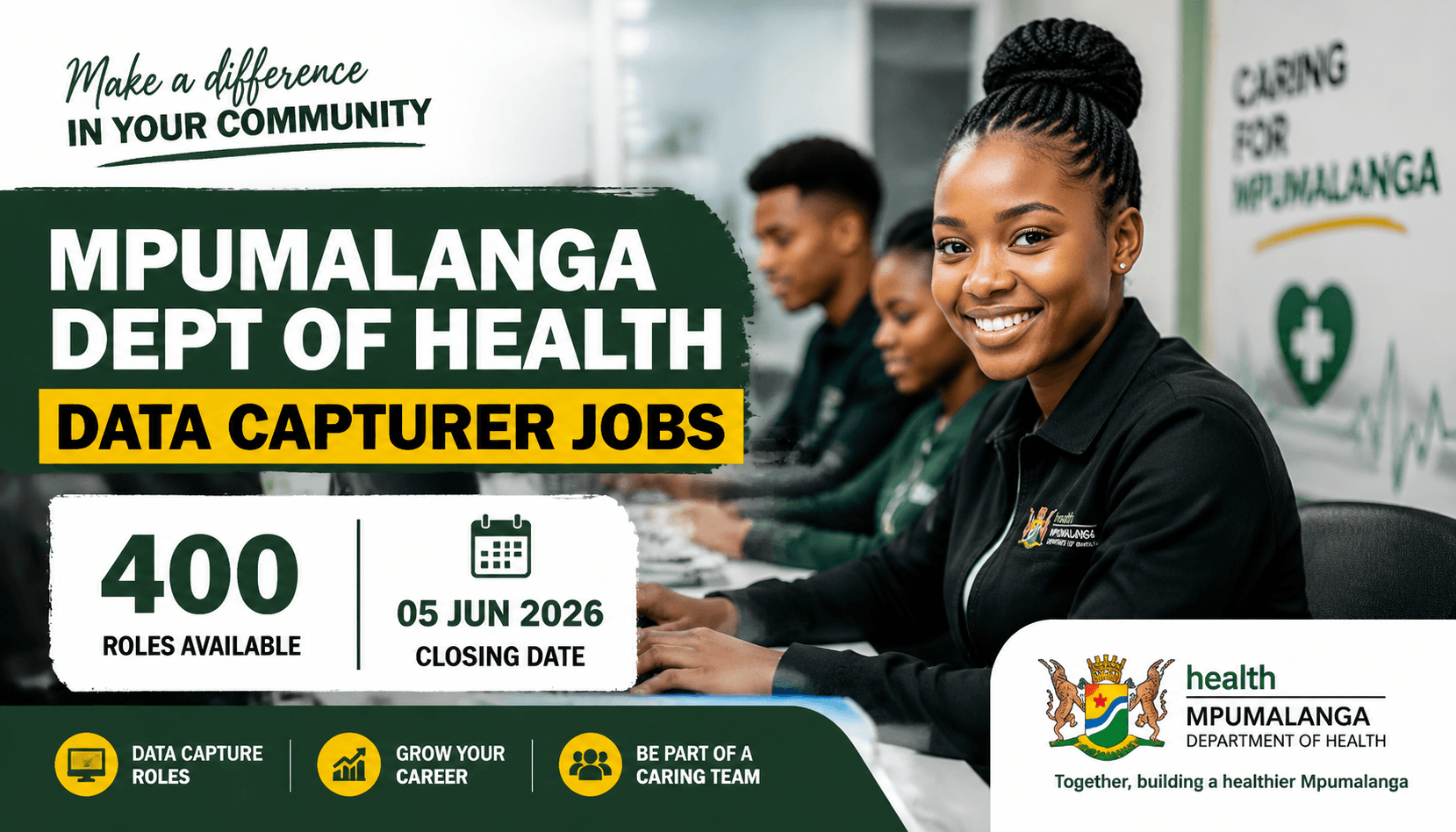 Mpumalanga Dept of Health Data Capturer Jobs – 400 roles, 05 Jun 2026