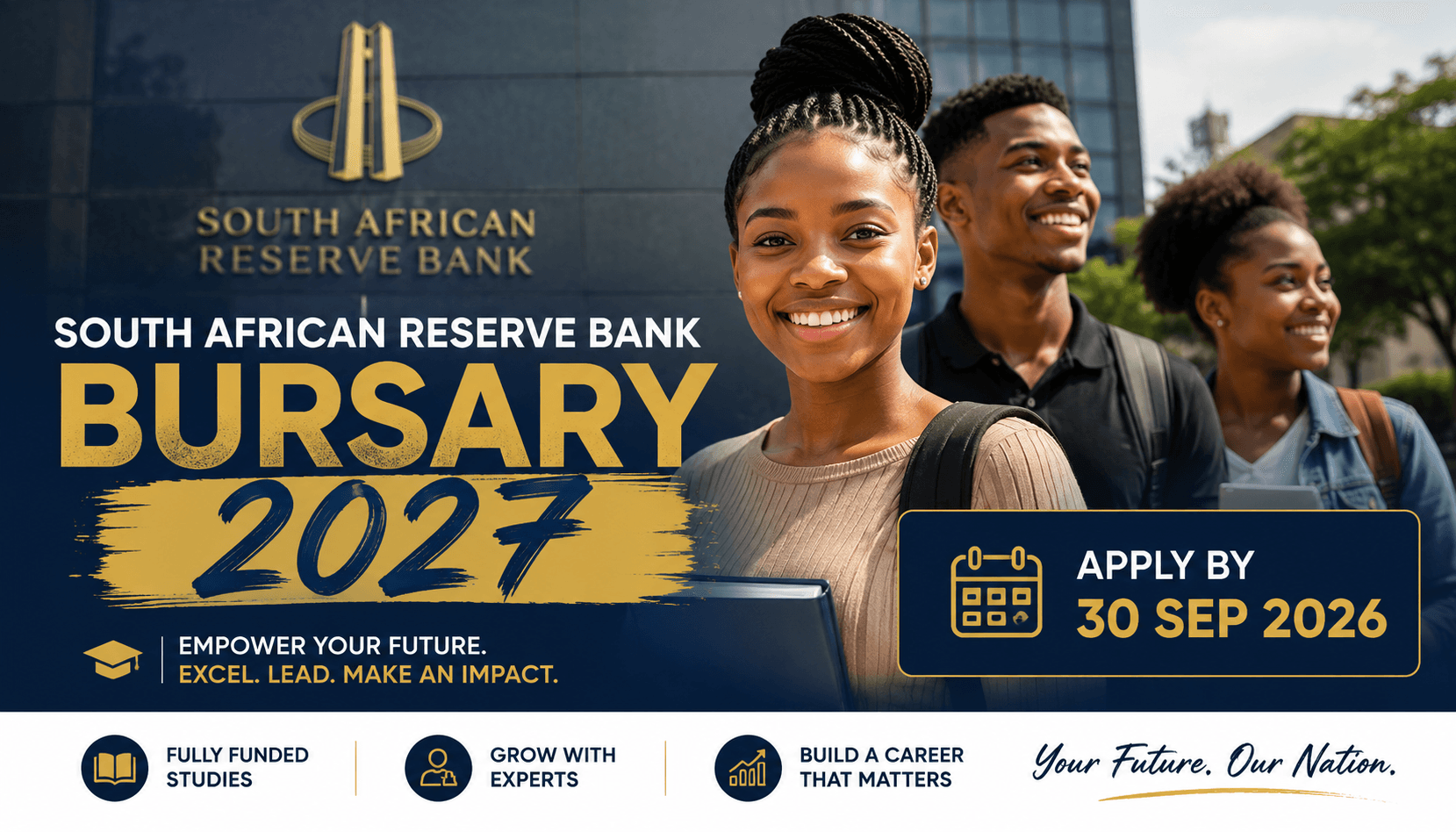 South African Reserve Bank Bursary 2027 – Apply by 30 Sep 2026