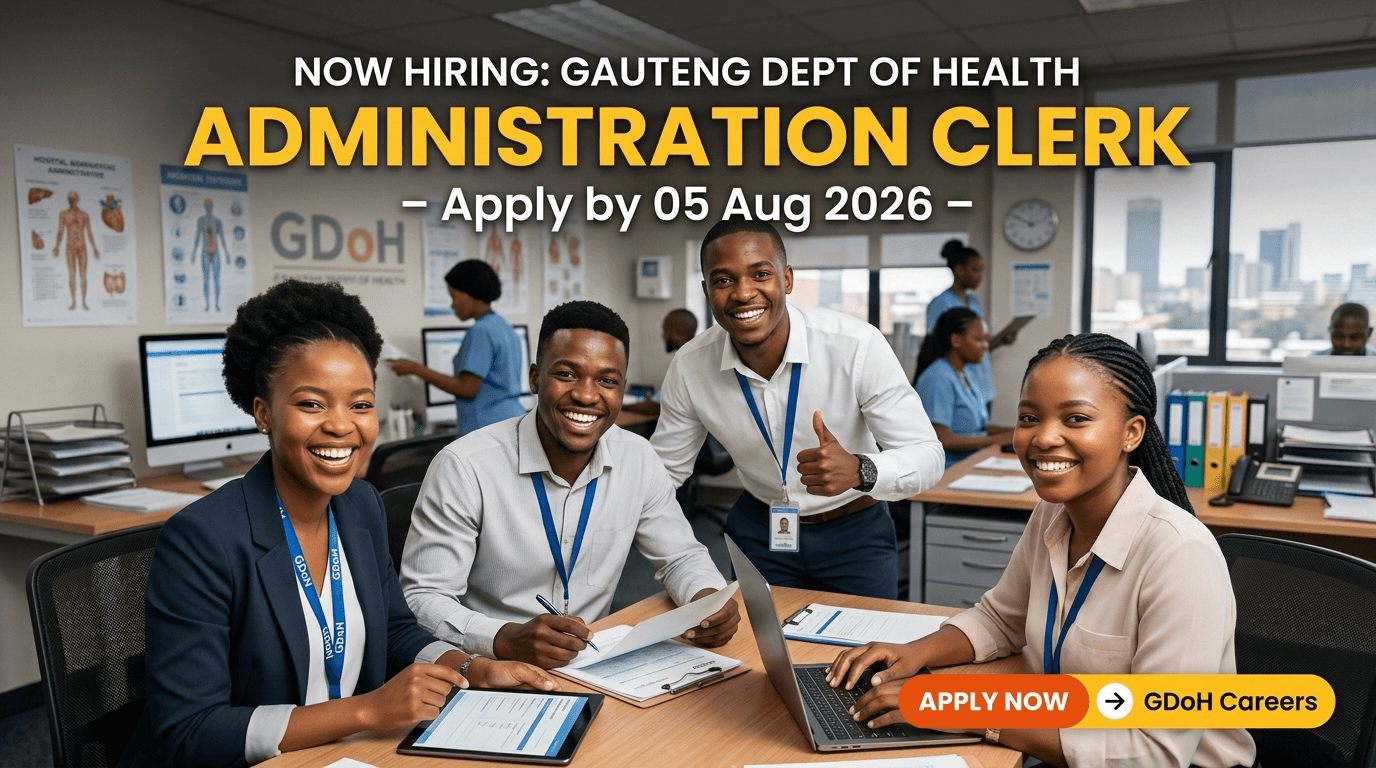 Gauteng Dept of Health Administration Clerk – Apply by 05 Aug 2026