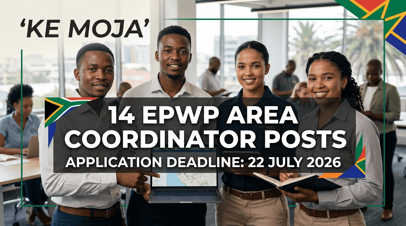Ke Moja: 14 EPWP Area Coordinator posts – deadline 22 July 2026