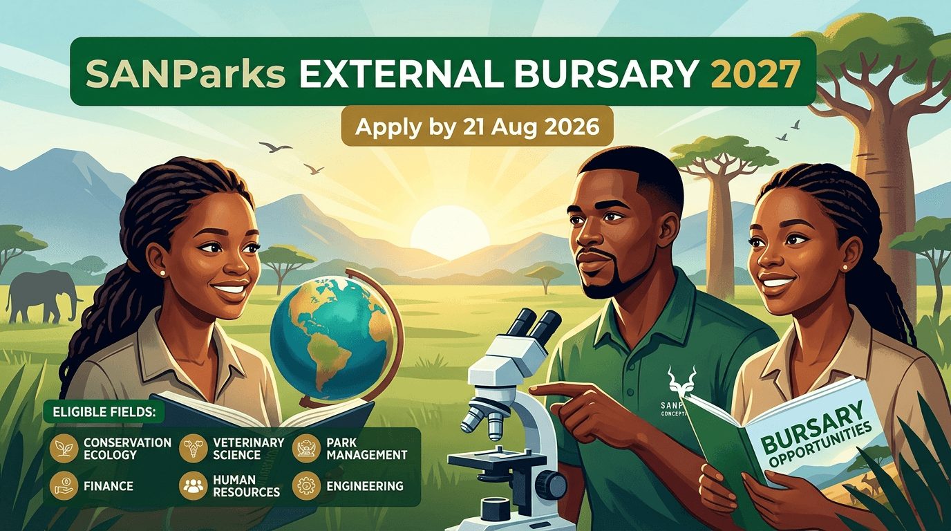 SANParks External Bursary 2027 – Apply by 21 Aug 2026 (Fields)