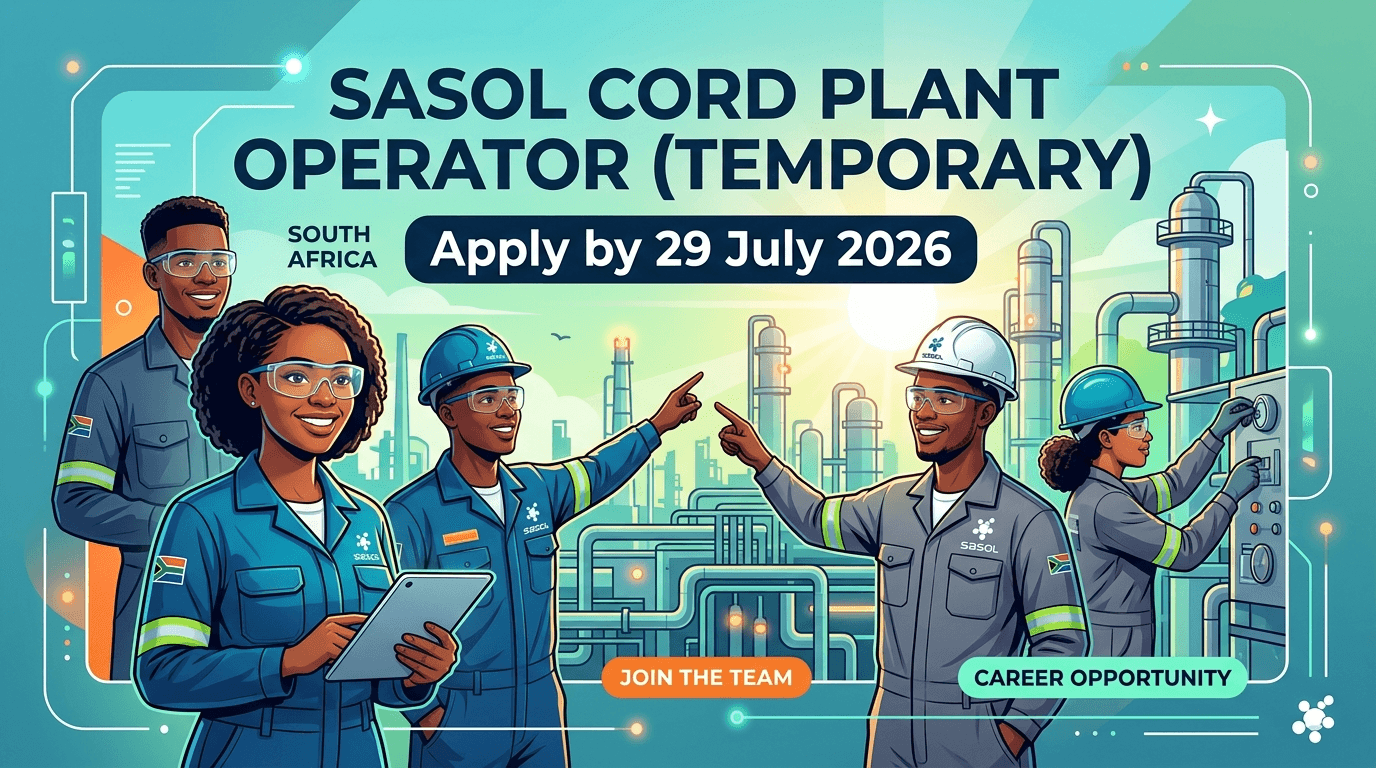 Sasol Cord Plant Operator (Temporary) – Apply by 29 July 2026