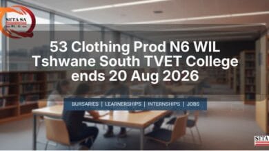53 Clothing Prod N6 WIL Tshwane South TVET College ends 20 Aug 2026
