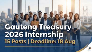 Gauteng Treasury 2026 Internship – 15 posts, deadline 18 Aug
