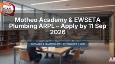 Motheo Academy & EWSETA Plumbing ARPL – Apply by 11 Sep 2026