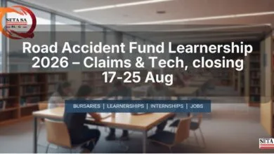 Road Accident Fund Learnership 2026 – Claims & Tech, closing 17‑25 Aug