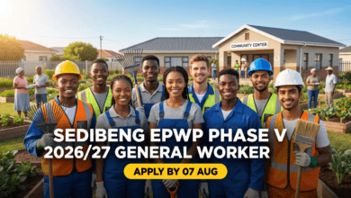 Sedibeng EPWP Phase V 2026/27 General Worker – Apply by 07 Aug