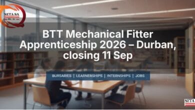 BTT Mechanical Fitter Apprenticeship 2026 – Durban, closing 11 Sep