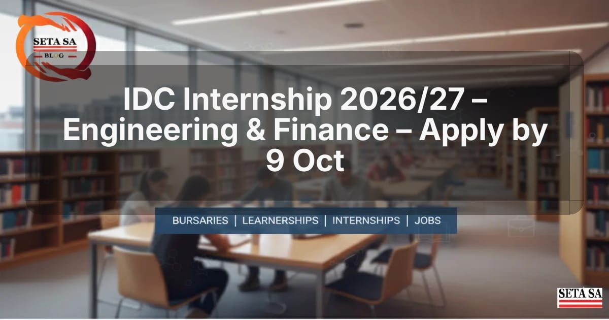 IDC Internship 2026/27 – Engineering & Finance – Apply by 9 Oct