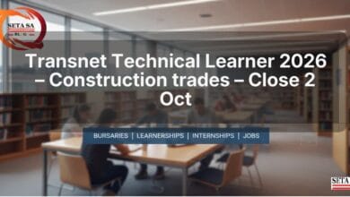 Transnet Technical Learner 2026 – Construction trades – Close 2 Oct