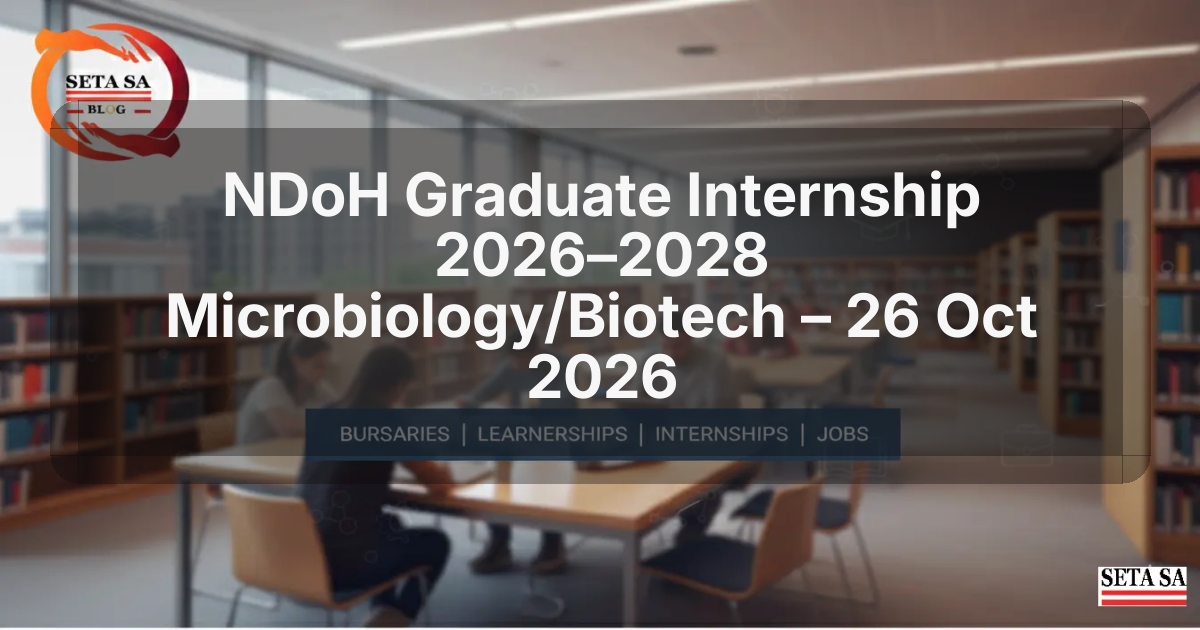 NDoH Graduate Internship 2026–2028 Microbiology/Biotech – 26 Oct 2026